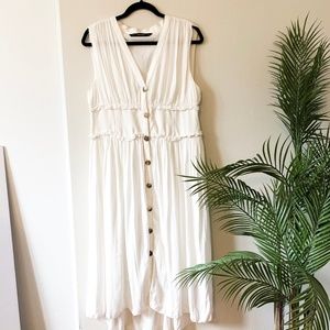 ZARA Pleated Sleeveless Button Down Midi Dress